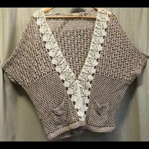 Crochet Vest Ladies Small Tan Festival BOHO Cotton